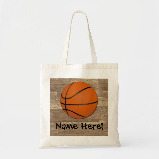 Personalisierter Basketball-Holz-Boden Tragetasche (Vorne)