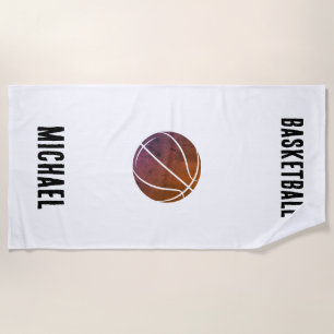 Personalisierter Basketball in Schwarz und Weiß Strandtuch