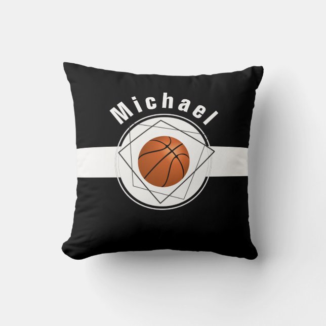 Personalisierter Basketball-Lüfter Schwarz/Weiß kl Kissen (Vorderseite)