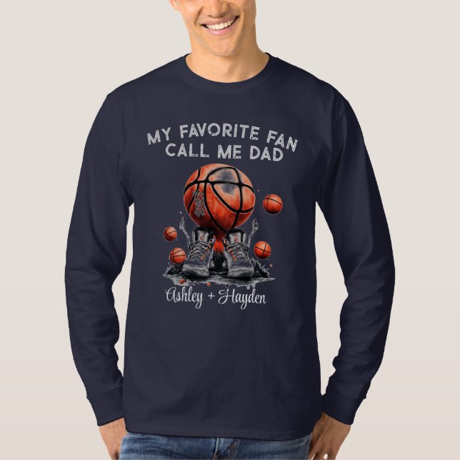 Personalisierter Basketball mit Kindernamen Väter  T-Shirt (Vorderseite)
