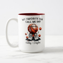 Personalisierter Basketball mit Kindernamen Väter  Zweifarbige Tasse