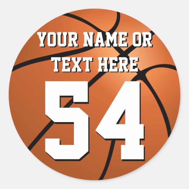Personalisierter Basketball-Namensschild Runder Aufkleber (Vorderseite)