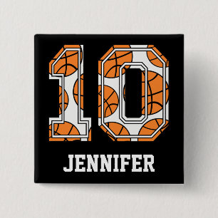 Personalisierter Basketball Nr. 10 Button