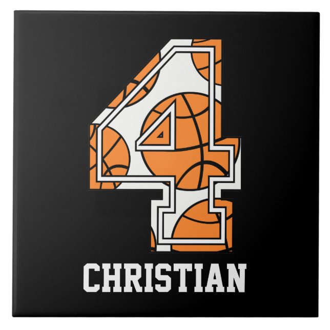 Personalisierter Basketball Nr. 4 Fliese (Vorderseite)