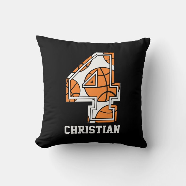 Personalisierter Basketball Nr. 4 Kissen (Vorderseite)