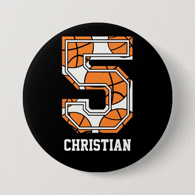 Personalisierter Basketball Nr. 5 Button (Vorderseite)