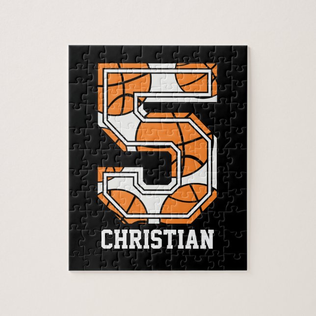Personalisierter Basketball Nummer 5 (Vertikal)
