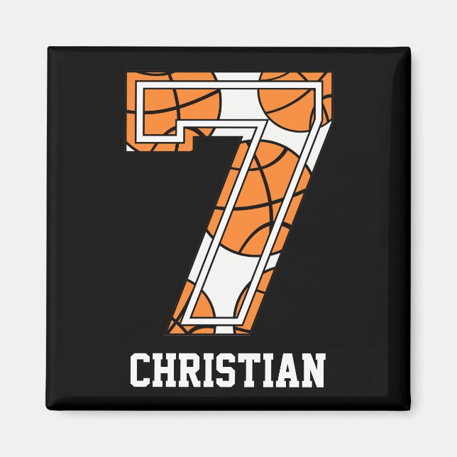 Personalisierter Basketball Nummer 7 Magnet (Vorne)