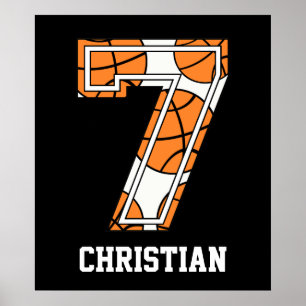 Personalisierter Basketball Nummer 7 Poster