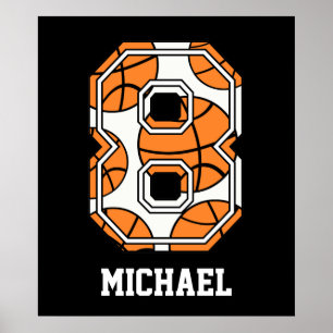 Personalisierter Basketball Nummer 8 Poster