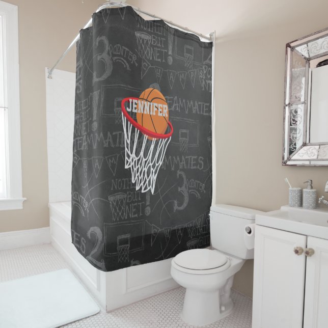 Personalisierter Basketball und Basketball Duschvorhang (Beispiel)
