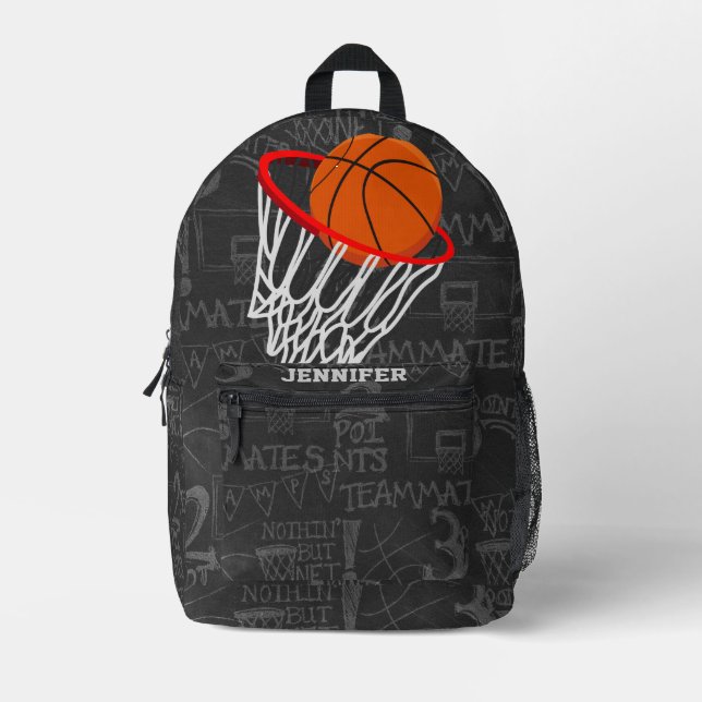 Personalisierter Basketball und Hoop Bedruckter Rucksack (Vorderseite)
