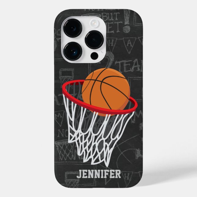 Personalisierter Basketball und Hoop Case-Mate iPhone 14 Pro Hülle (Rückseite)