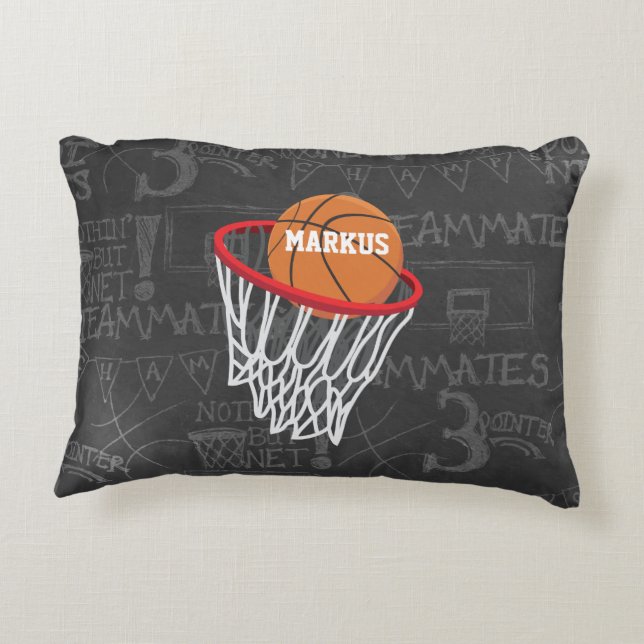 Personalisierter Basketball und Hoop Dekokissen (Rückseite)