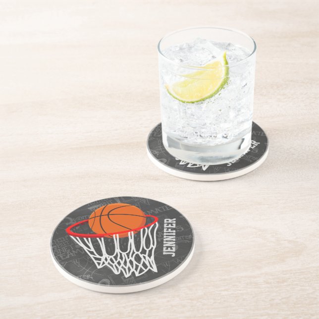 Personalisierter Basketball und Hoop Getränkeuntersetzer (Seite)