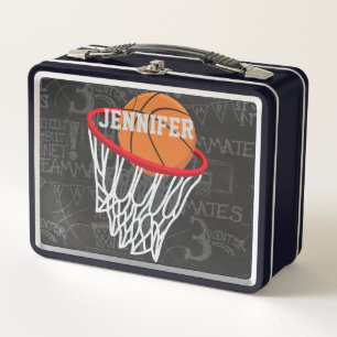 Personalisierter Basketball und Hoop Metall Brotdose