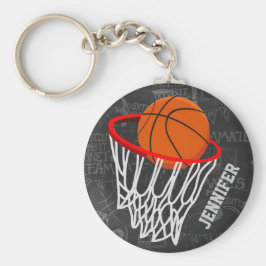 Personalisierter Basketball und Hoop Schlüsselanhänger