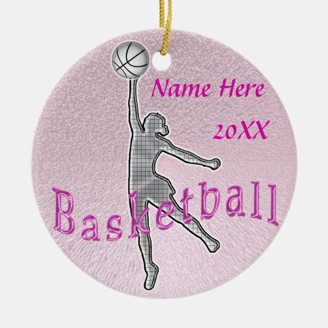 Personalisierter Basketball verziert JAHR und Keramikornament (Vorne)