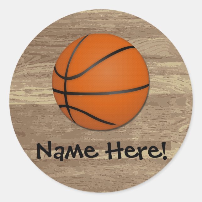 Personalisierter Basketballboden Runder Aufkleber (Vorderseite)