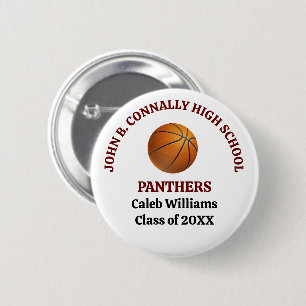 Personalisierter Basketballspieler der Maroon High Button