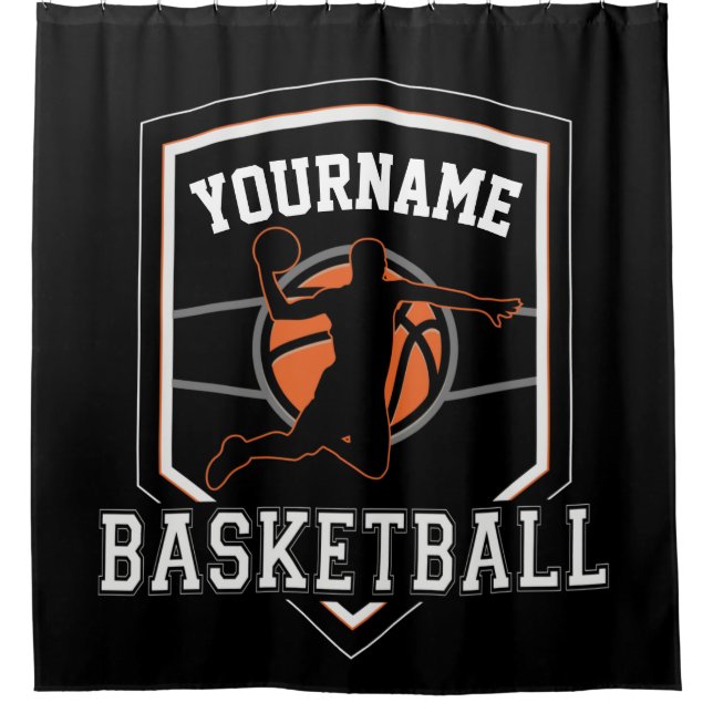 Personalisierter Basketballspieler NAME Slam Dunk  Duschvorhang (Vorderseite)