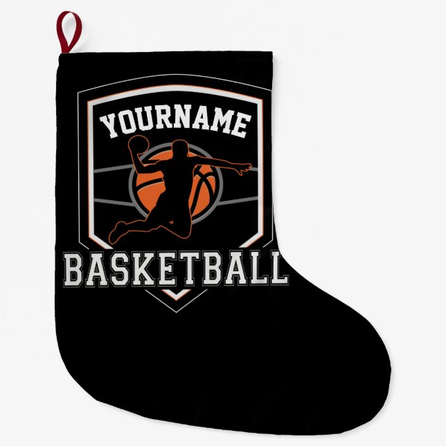 Personalisierter Basketballspieler NAME Slam Dunk  Großer Weihnachtsstrumpf (Vorderseite)