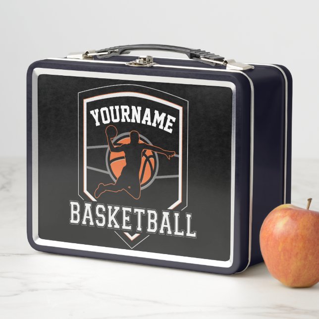 Personalisierter Basketballspieler NAME Slam Dunk  Metall Brotdose (Beispiel)