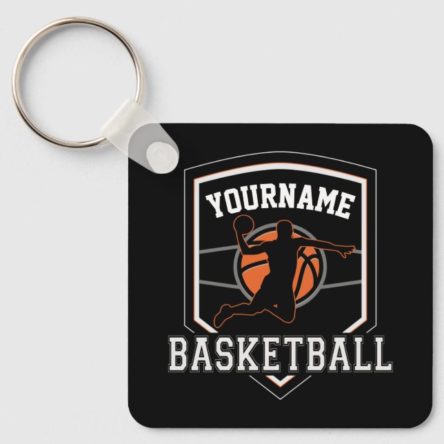 Personalisierter Basketballspieler NAME Slam Dunk  Schlüsselanhänger (Vorderseite)