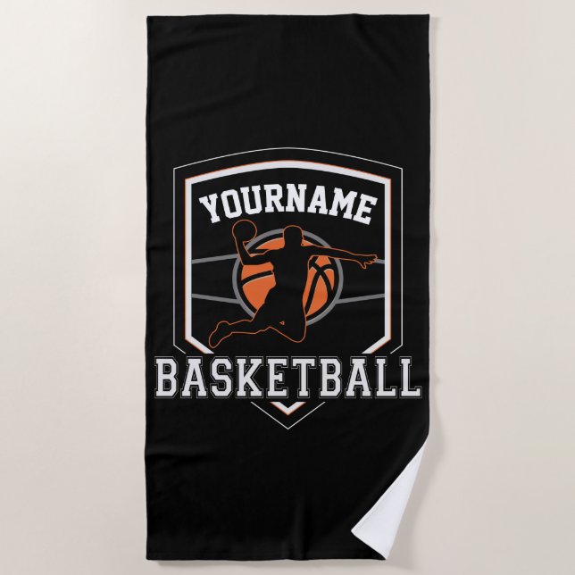 Personalisierter Basketballspieler NAME Slam Dunk  Strandtuch (Vorderseite)