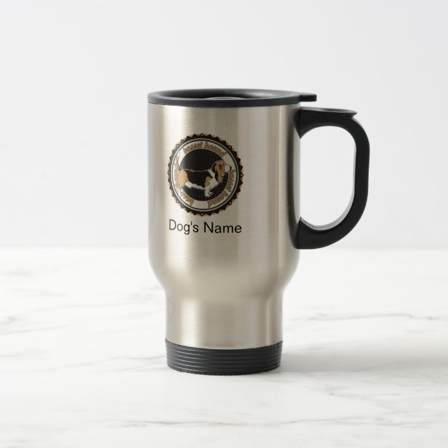 Personalisierter Basset-Hund mit Hundenamen Reisebecher (Rechts)