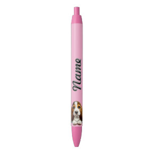 Personalisierter Basset-Hund-Welpe mit Blume Kugelschreiber