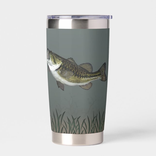 Personalisierter Bassfisch unter Wasser Thermobecher (Links)