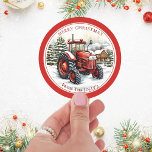 Personalisierter Bauerntracker Weihnachten Runder Aufkleber<br><div class="desc">Feiern Sie die Urlaubssaison mit einer personalisierten Touch mit diesem Farm Traktor Weihnachts Classic Round Sticker! Dieser Aufkleber ist perfekt für Farm-Liebhaber oder alle, die Lieben des Landzaubers sind, und verfügt über einen festlichen Traktor in einem Winterwunderland. Personalisieren Sie es mit Ihrem Namen oder Ihrer Nachricht für eine einzigartige Touch...</div>