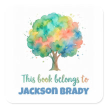 Personalisierter Baum-Exlibris-Aufkleber Buchlabel
