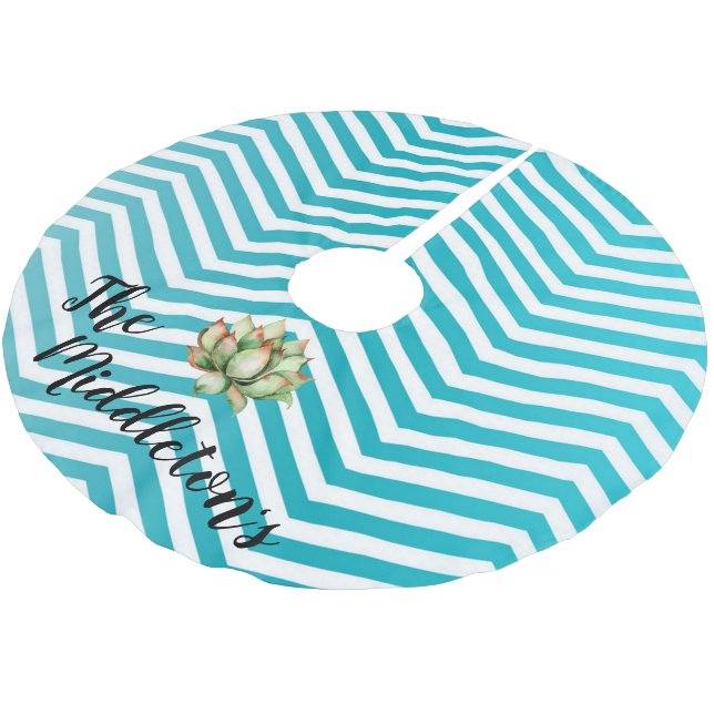 Personalisierter Baumrock Boho Cacti Bohemisch Suc Polyester Weihnachtsbaumdecke (Schrägansicht)