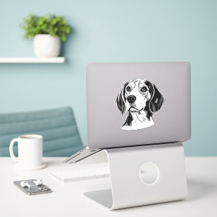 Personalisierter Beagle Dog Schwarz/Weiß Aufkleber