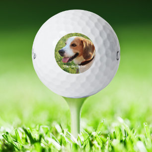 Personalisierter Beagle Foto- und Dogenname Golfball