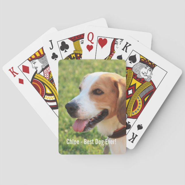 Personalisierter Beagle-HundeFoto-und Hundename Spielkarten (Rückseite)