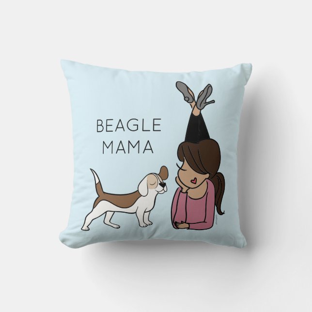Personalisierter Beagle Mama Throw Kissen (Vorderseite)