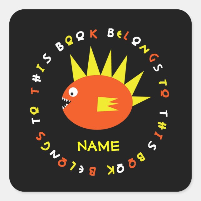 Personalisierter Beängstigender Fisch Quadratischer Aufkleber (Vorderseite)