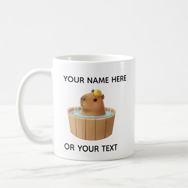 Personalisierter Becher mit süßem Capybara im Whir Kaffeetasse (Links)