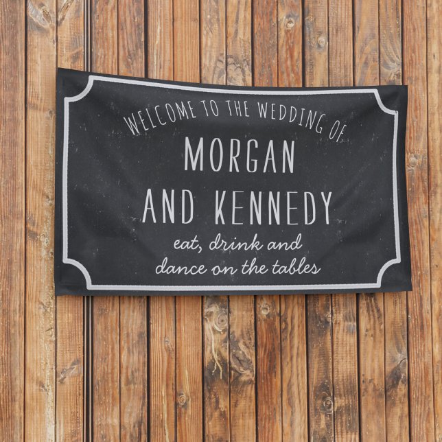 Personalisierter Begrüßungsbanner Banner (A rustic chalkboard vibe to this wedding welcome banner. Just add your names)