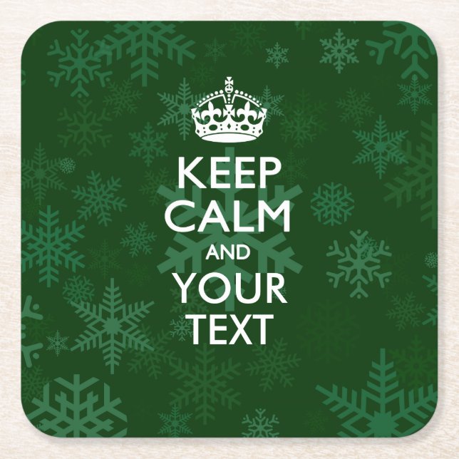 Personalisierter BEHALT CALM UND Ihr Text für Schn Rechteckiger Pappuntersetzer (Vorderseite)