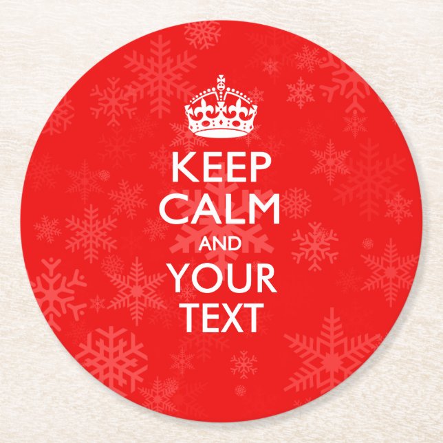 Personalisierter BEHALT CALM und Ihre auf Rot Runder Pappuntersetzer (Vorderseite)