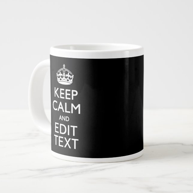 Personalisierter BEHALT, den Text auf Schwarz zu s Jumbo-Tasse (Vorderseite Links)