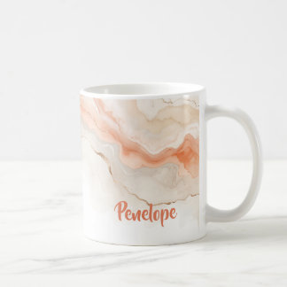 Personalisierter Beiger Marmor-Strudel-Namensbeche Kaffeetasse