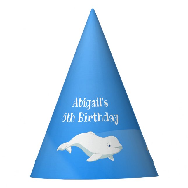 Personalisierter Beluga Whale Arktischer Ozean Geb Partyhütchen (Vorderseite)