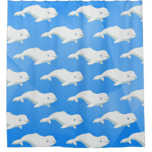 Personalisierter Beluga Whale Blau, Weißer arktisc Duschvorhang