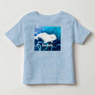 Personalisierter Beluga Whale und Blaues Herz in d Kleinkind T-shirt