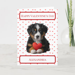 Personalisierter Berner Welpen Hund Valentine Dankeskarte